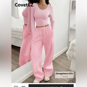 NWTS Women Solid Color Long Sleeve Top And Pants 2 Pieces Set